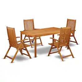 East West Furniture - Wooden Patio Set Natural Oil - Brown
