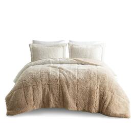 Gracie Mills - Ethel Faux Fur Ombre Shag Comforter Set - Natural