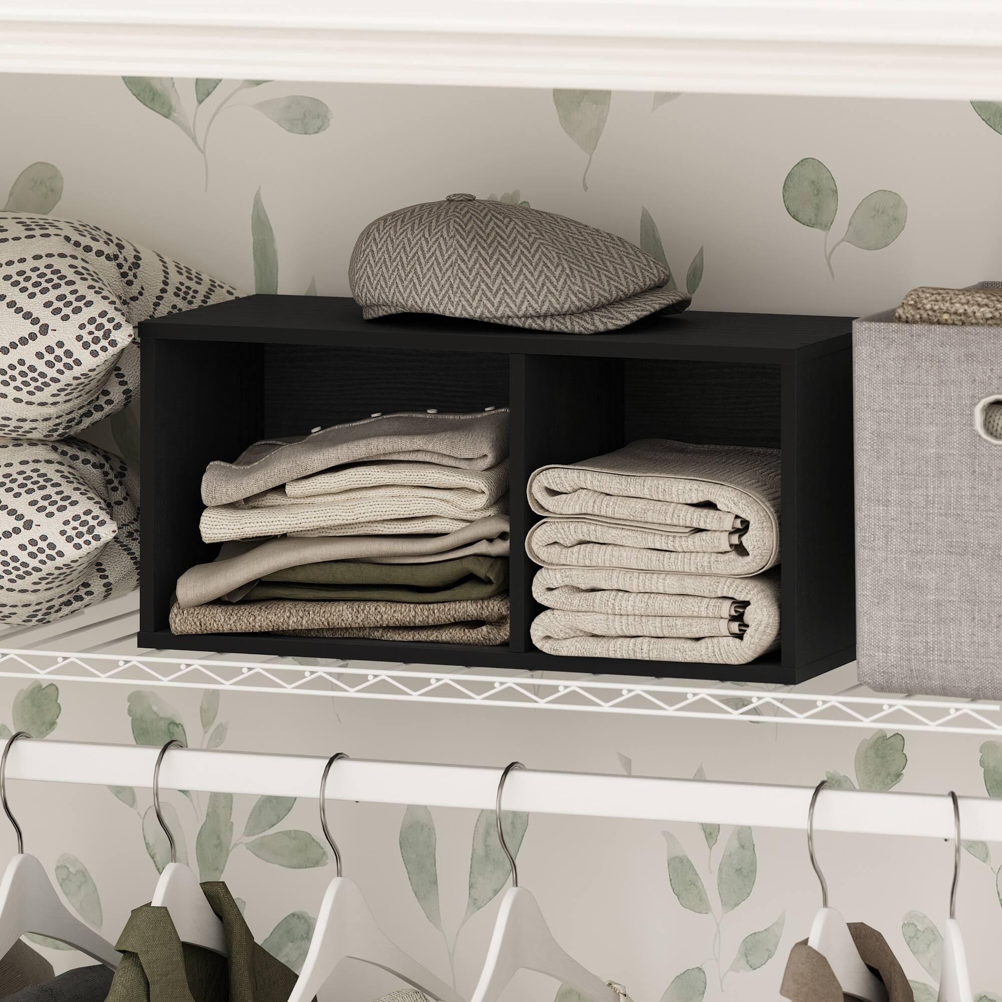 Alt View 5. Furinno - Reed 2-Tier Multipurpose Clothing & Closet Storage Organizer Shelf, 10-Inch Width - Blackwood.