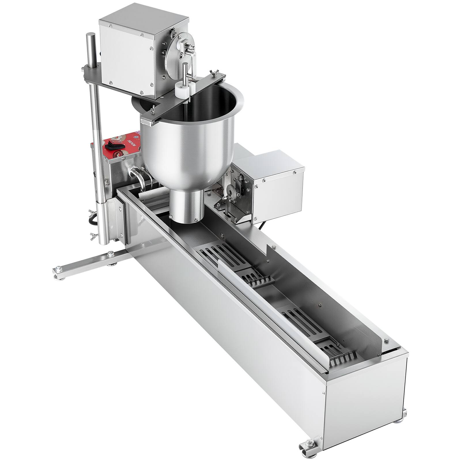 Alt View 5. VEVOR - Commercial Automatic Donuts Machine, Single Row Donuts Making Equipment, 90 pcs/hour Electric High Power Doughnut Maker - Silver.