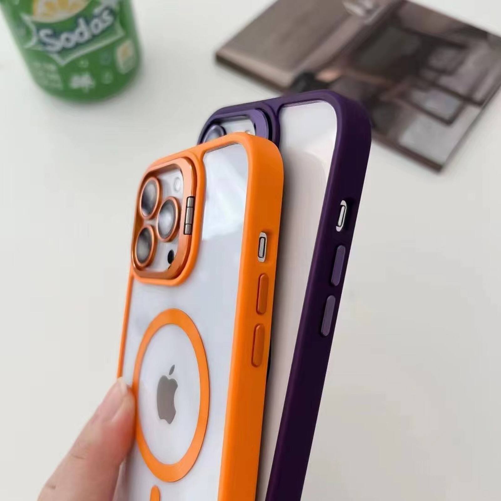 Alt View 6. UUCOVER - For Apple iPhone 16 Pro Max Magnetic Clear Case with Built-in Lens Kickstand and Lens Protector Cover, Shockproof Shell - Darkblue.