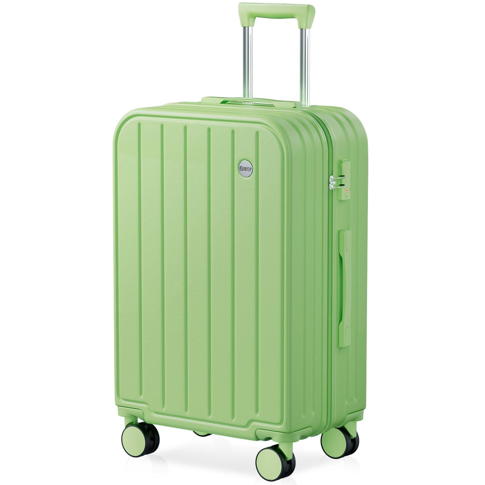 Front. Brick Attic - 24 Inch Suitcases, Checked Luggage with TSA Lock,   PC ABS Hard Shell Mediume Luggage for Women and Kids - Apple green.