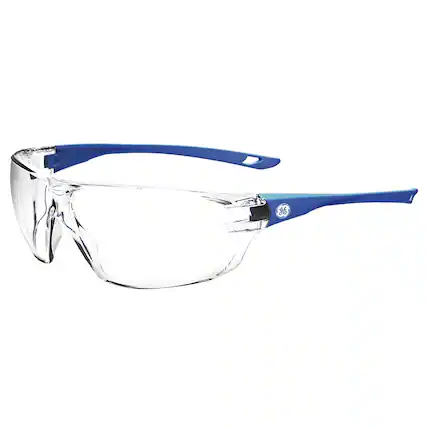 Front. General Electric - General Electric 03 Series Anti-Fog Impact-Resistant Safety Glasses Clear Lens Blue Frame 1 pk - Blue.
