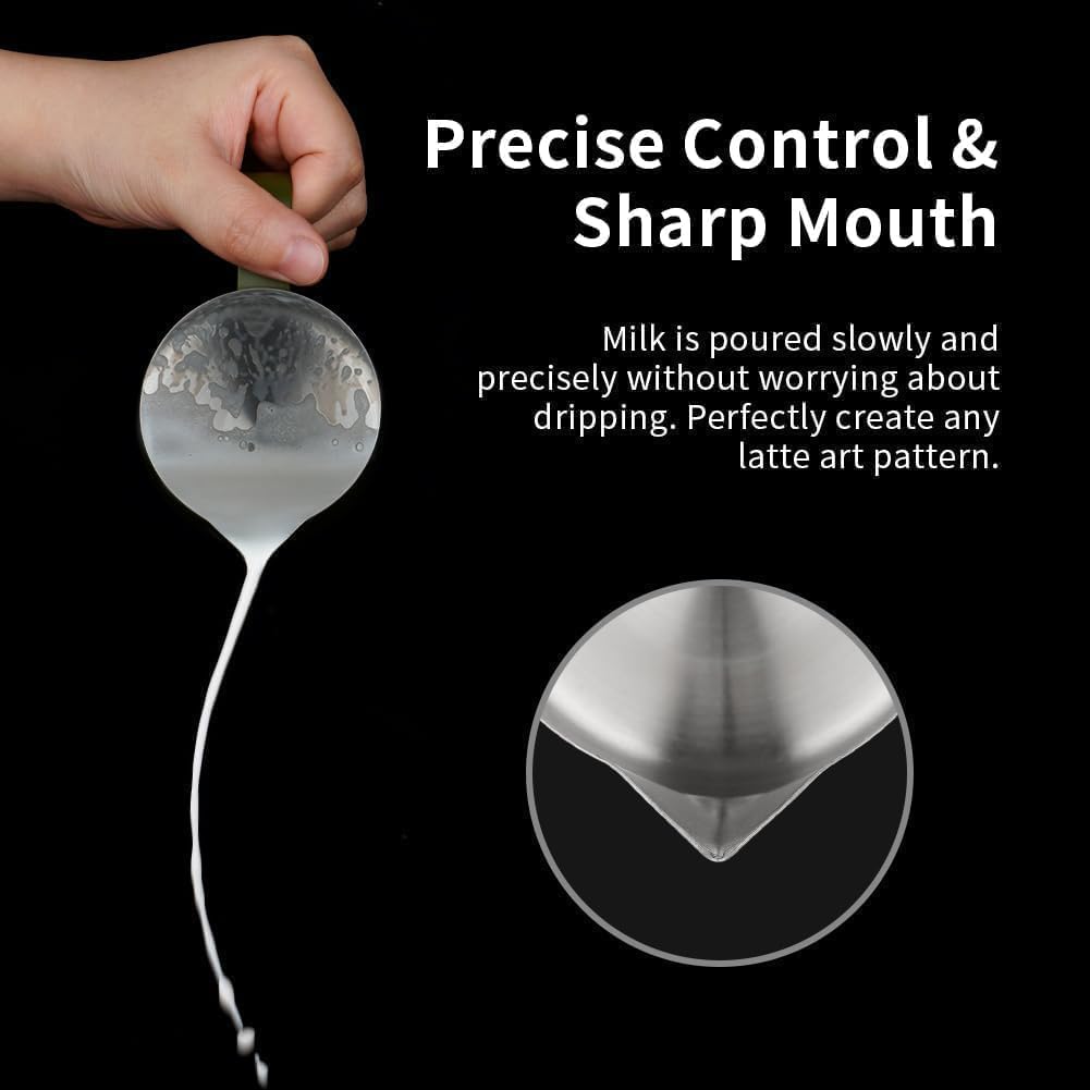 Precise Control & Sharp Mouth

Milk is poured slowly and precisely without worrying about dripping. Perfectly create any latte art pattern.
