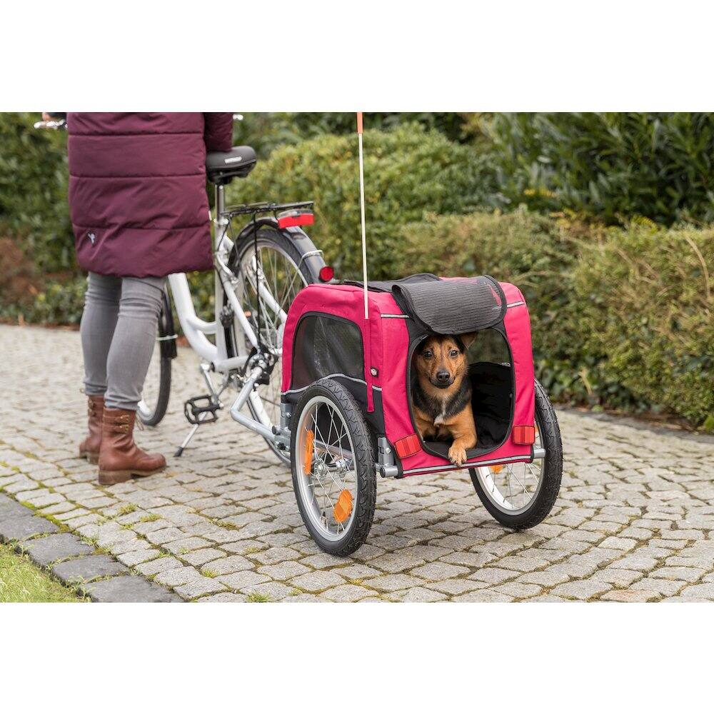 Back. TRIXIE - Foldable Bicycle Trailer for Dogs with Windows & Large Door, Black & Red - Black/Red.