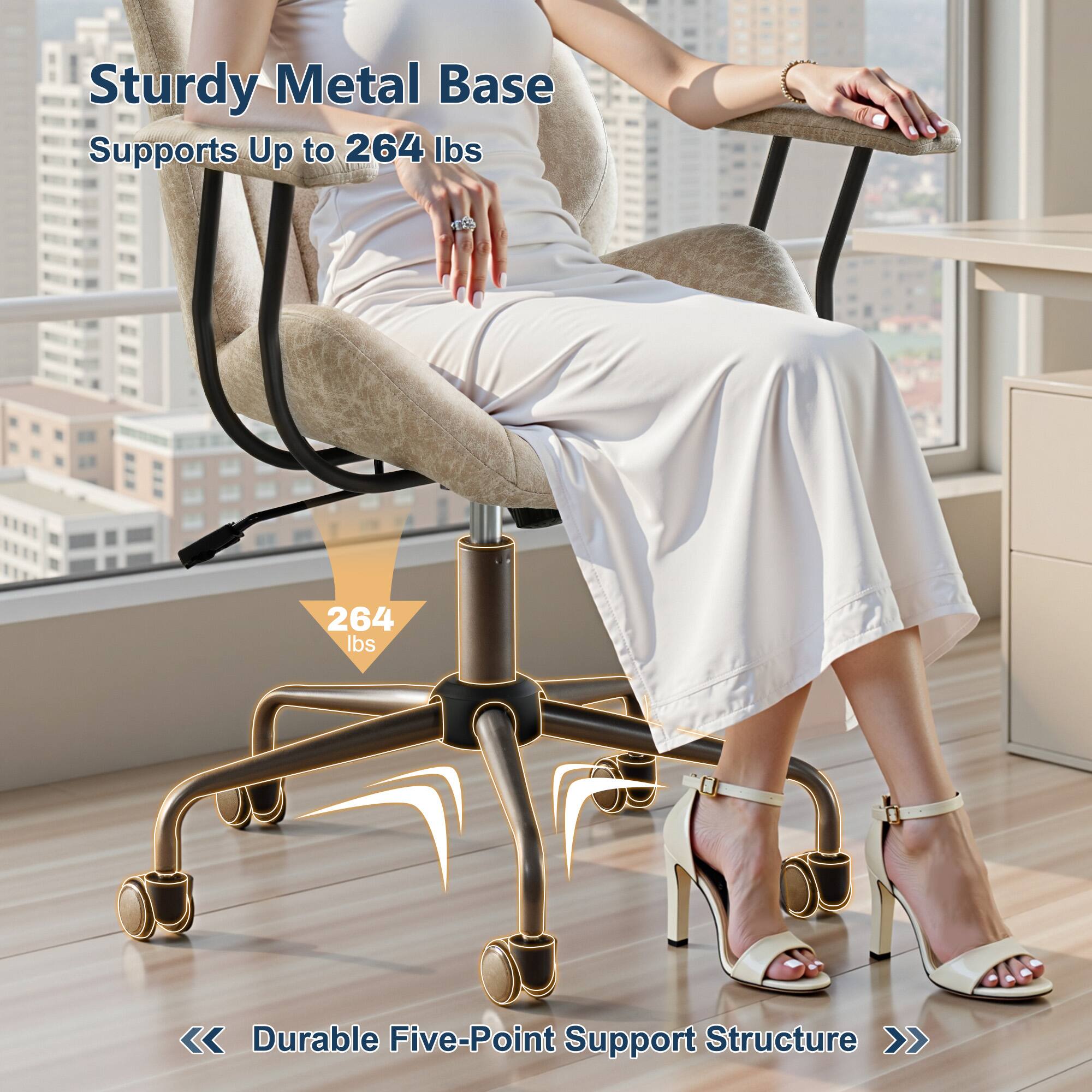 Sturdy Metal Base  
Supports Up to 264 lbs  

264 lbs  

Durable Five-Point Support Structure