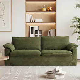 Dyonery - 86" Double Sofa Comfortable deep-seated corduroy cloud sofa,Freestanding sofa Ideal for living rooms, apartments. - Green