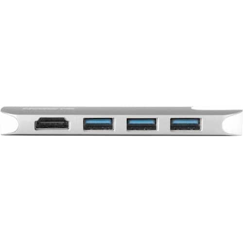 Urban Factory - 4-Port USB Hub with SD/microSD card reader, HDMI and Gigabit Ethernet Adapter - Sideral Gray - Larger Front