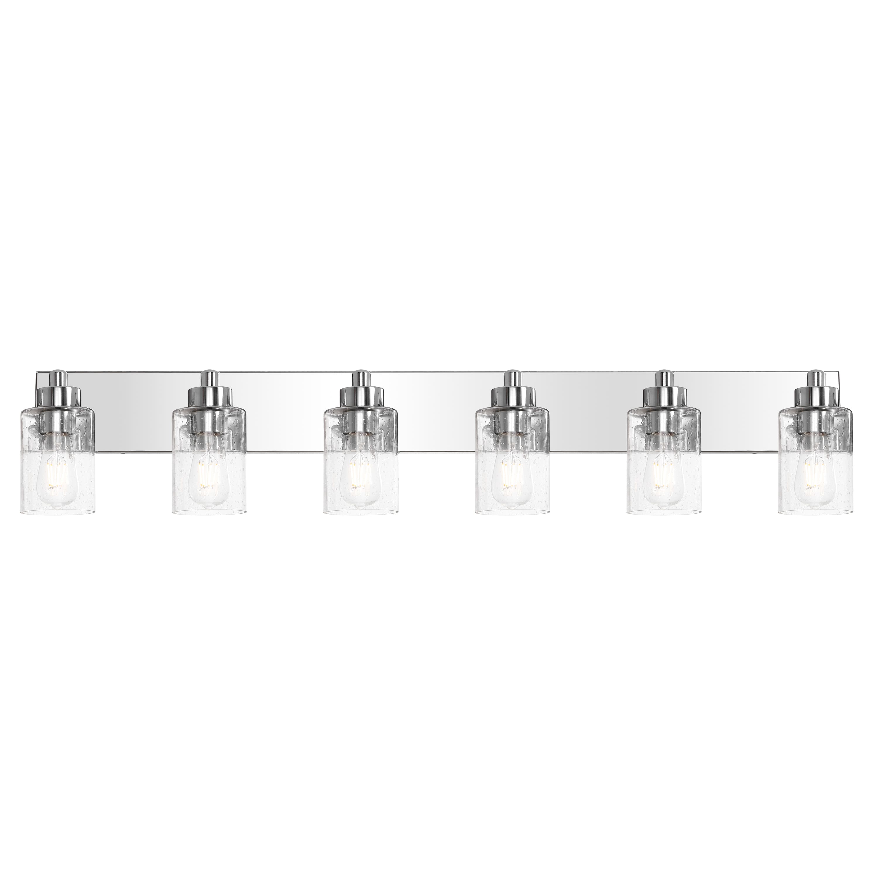 "Jonathan Y - Irving 40"" 6-Light Seeded Glass/Iron Modern Contemporary LED Vanity Light, Chrome - Chrome/Clear" price history on PriceWatchPro
