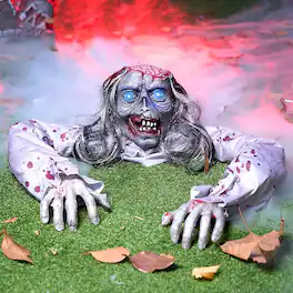 Joyfy - Halloween Outdoor Zombie Groundbreaker with Light-Up Eyes and Creepy Sound Decoration for Yard, Garden, Lawn Outdoor - Multicolor