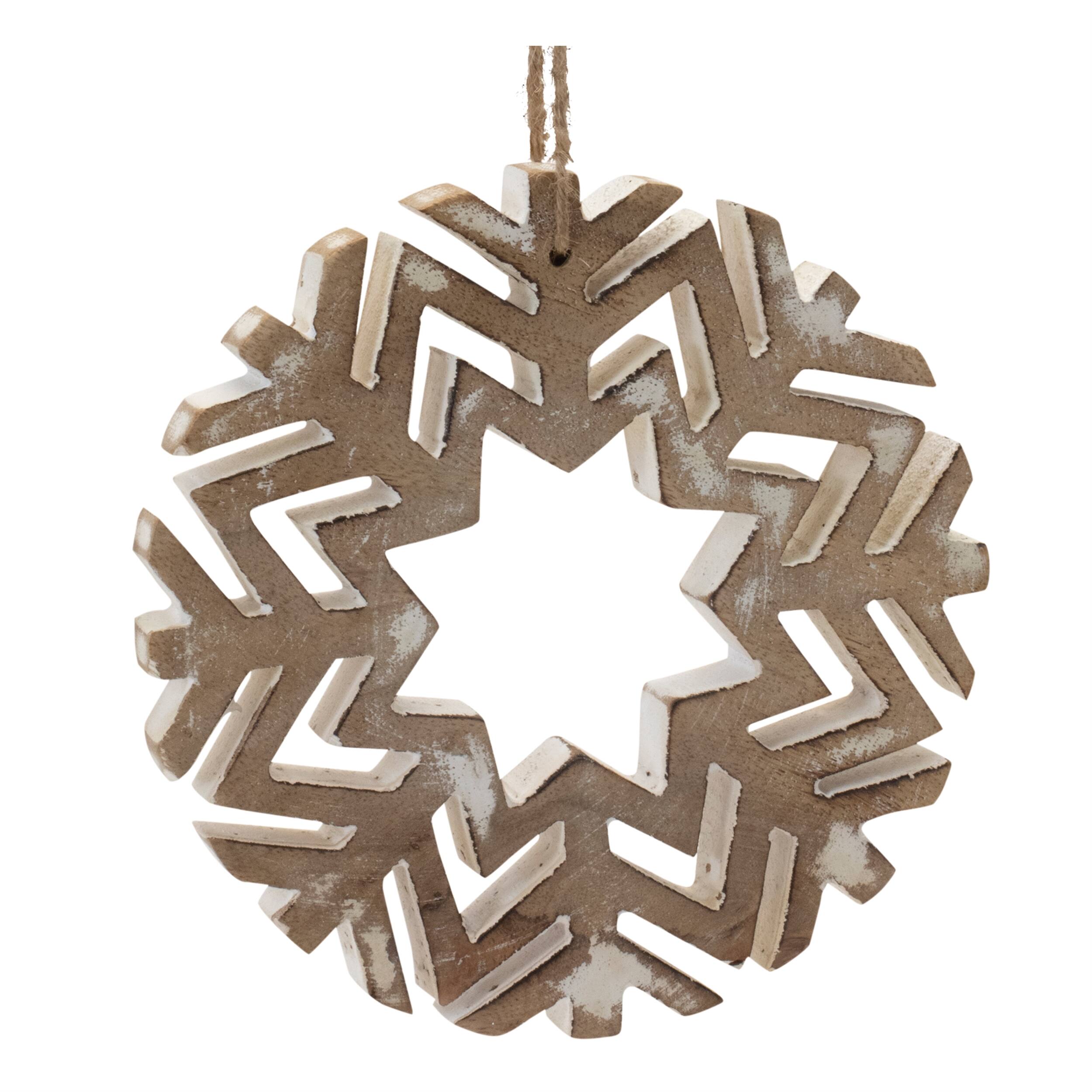 Alt View 1. BreeBe - Cut-Out Wood Snowflake Ornament (Set of 12) - Brown.