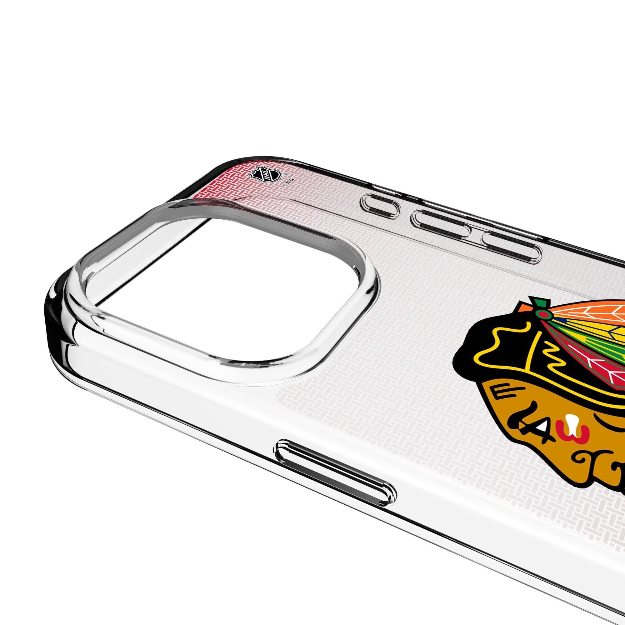 Alt View 2. Keyscaper - Chicago Blackhawks Linen Logo iPhone Clear Case - 14 - Multicolor.