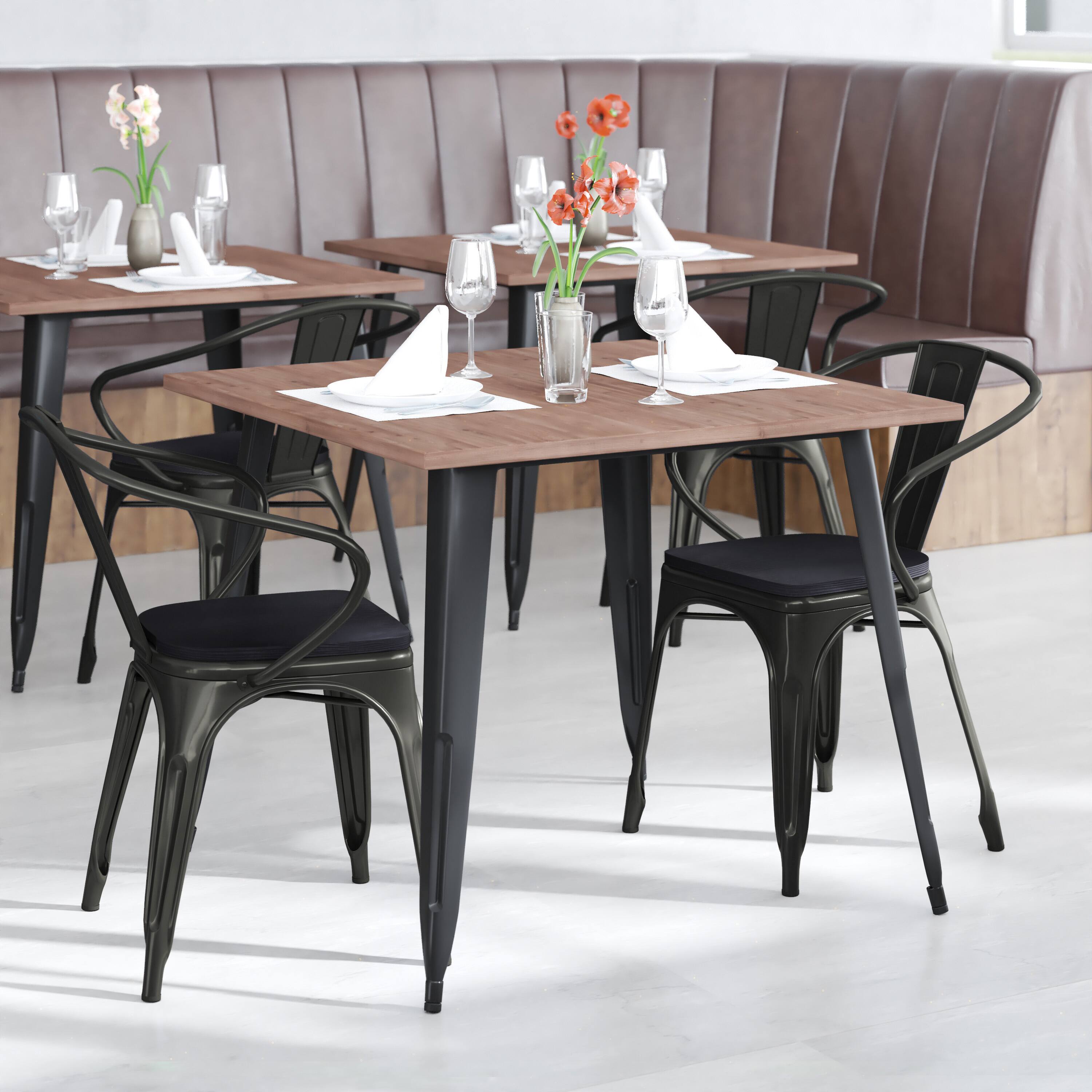 Alt View 12. Alamont Home - Luna All-Weather Metal Stack Chair with Arms and Poly Resin Seat - Black/Black - Black/Black.
