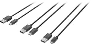 Insignia™ - 4' USB Mini, Micro, and Type-C Cable Pack (3-Pack) - Black - Front_Zoom
