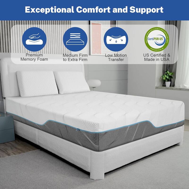 Exceptional Comfort and Support
Premium Memory Foam
Medium Firm to Extra Firm
Low Motion Transfer
CertiPUR-US
US Certified & Made in USA