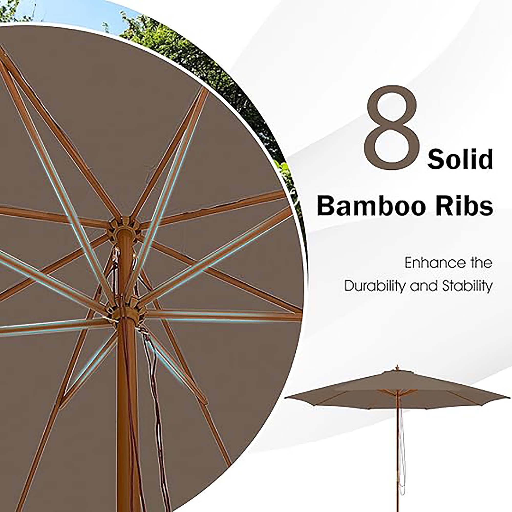8 Solid Bamboo Ribs Enhance the Durability and Stability