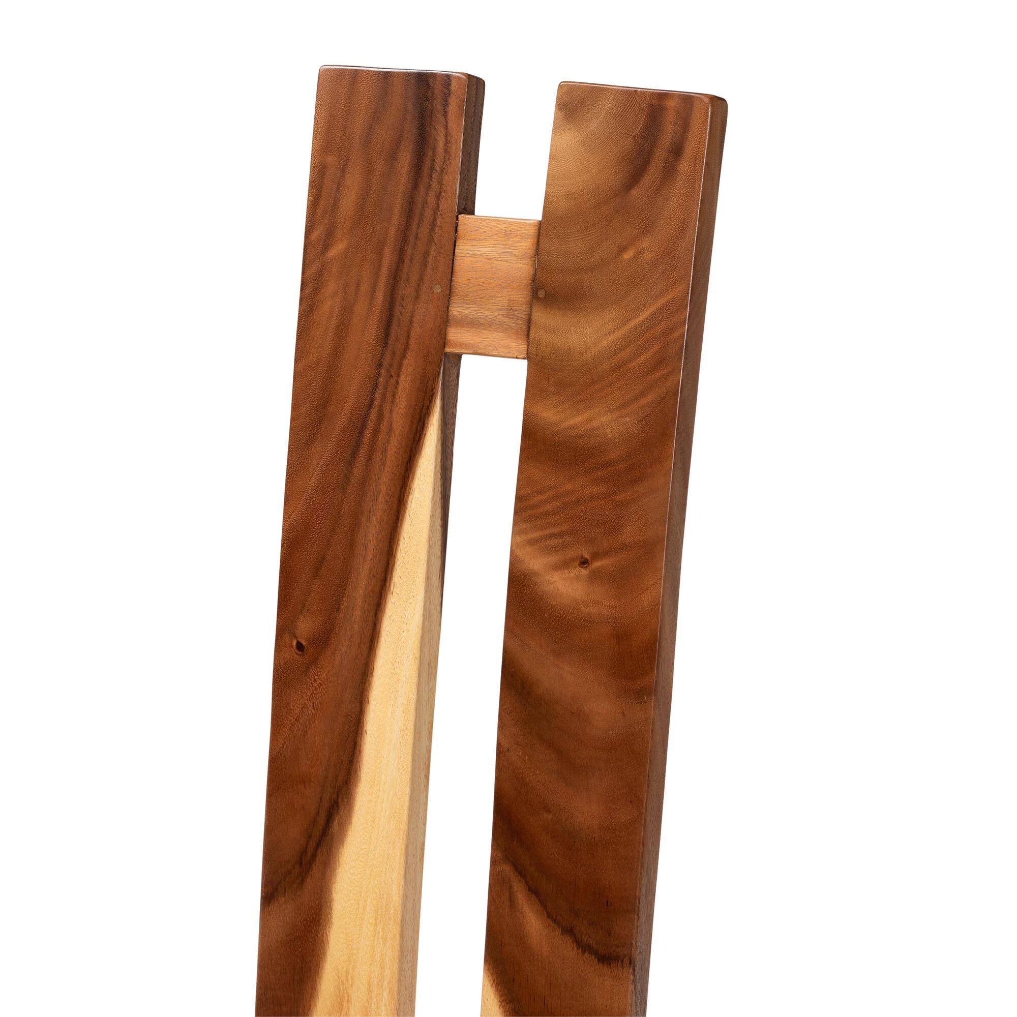 Back. bali & pari - Lin Suar Wood Dining Chair Set of 2 - Handcrafted Solid Wood Chair with Natural Grain Pattern - Natural.