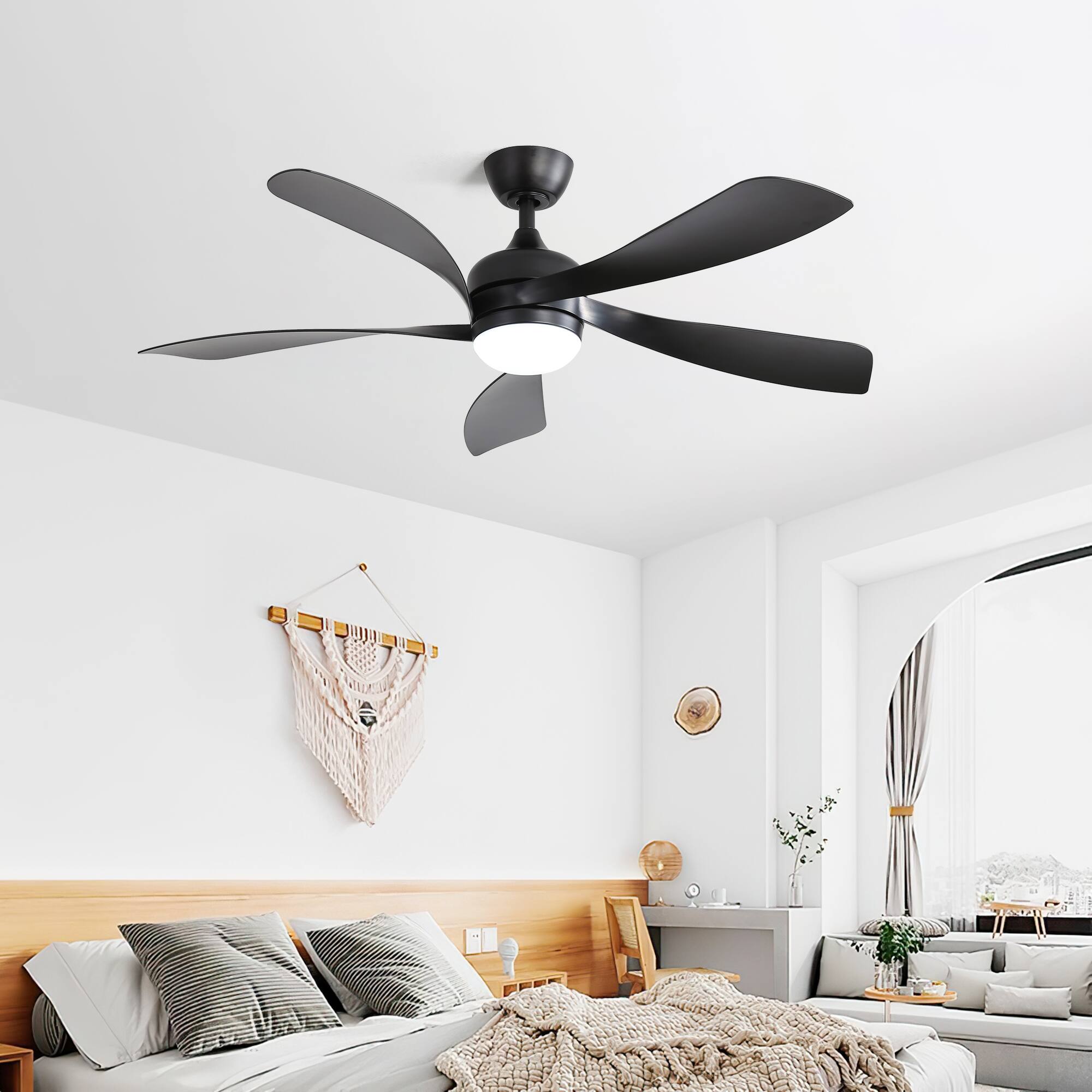 Angle. APRILSOUL - Ultra Quiet Reversible DC Ceiling Fan with Remote Energy Efficient 6 Speed Year Round Comfort - Black.