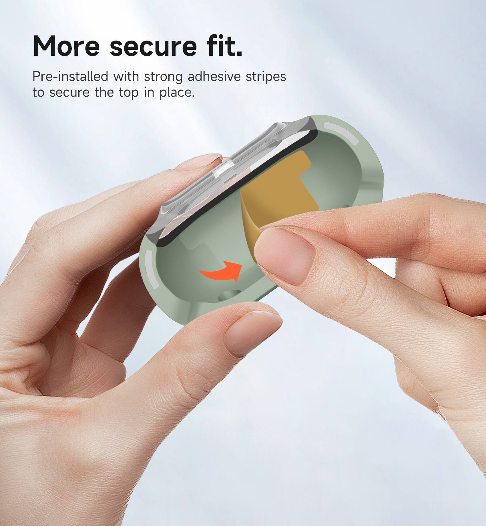 More secure fit. Pre-installed with strong adhesive stripes to secure the top in place.