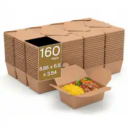 Eco Harmony Products - Kraft Paper Take-Out Boxes, Bio Box, 8.9" x 6.5" x 3.5", 160-Pack - Tan