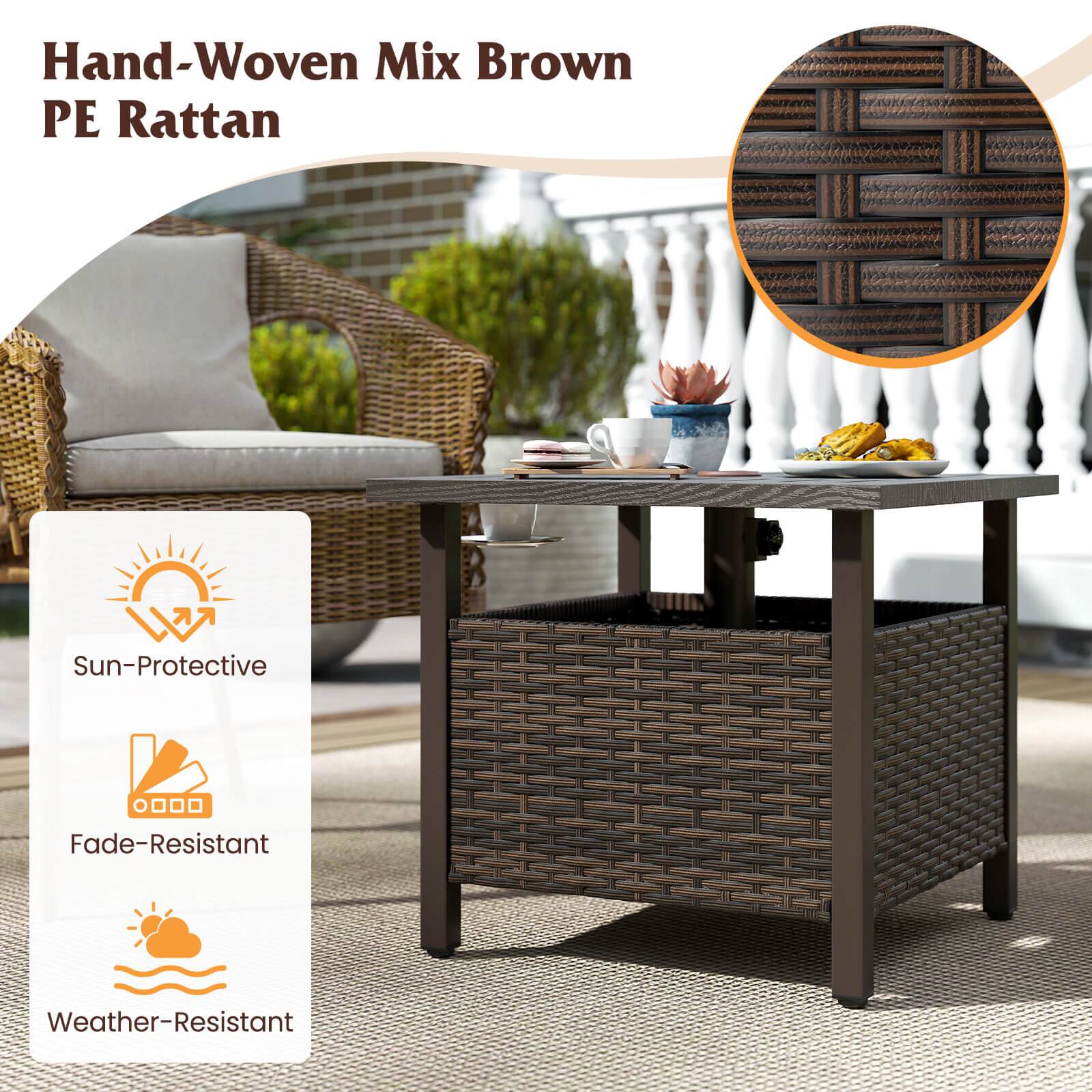 Hand-Woven Mix Brown PE Rattan Sun-Protective, Fade-Resistant, Weather-Resistant