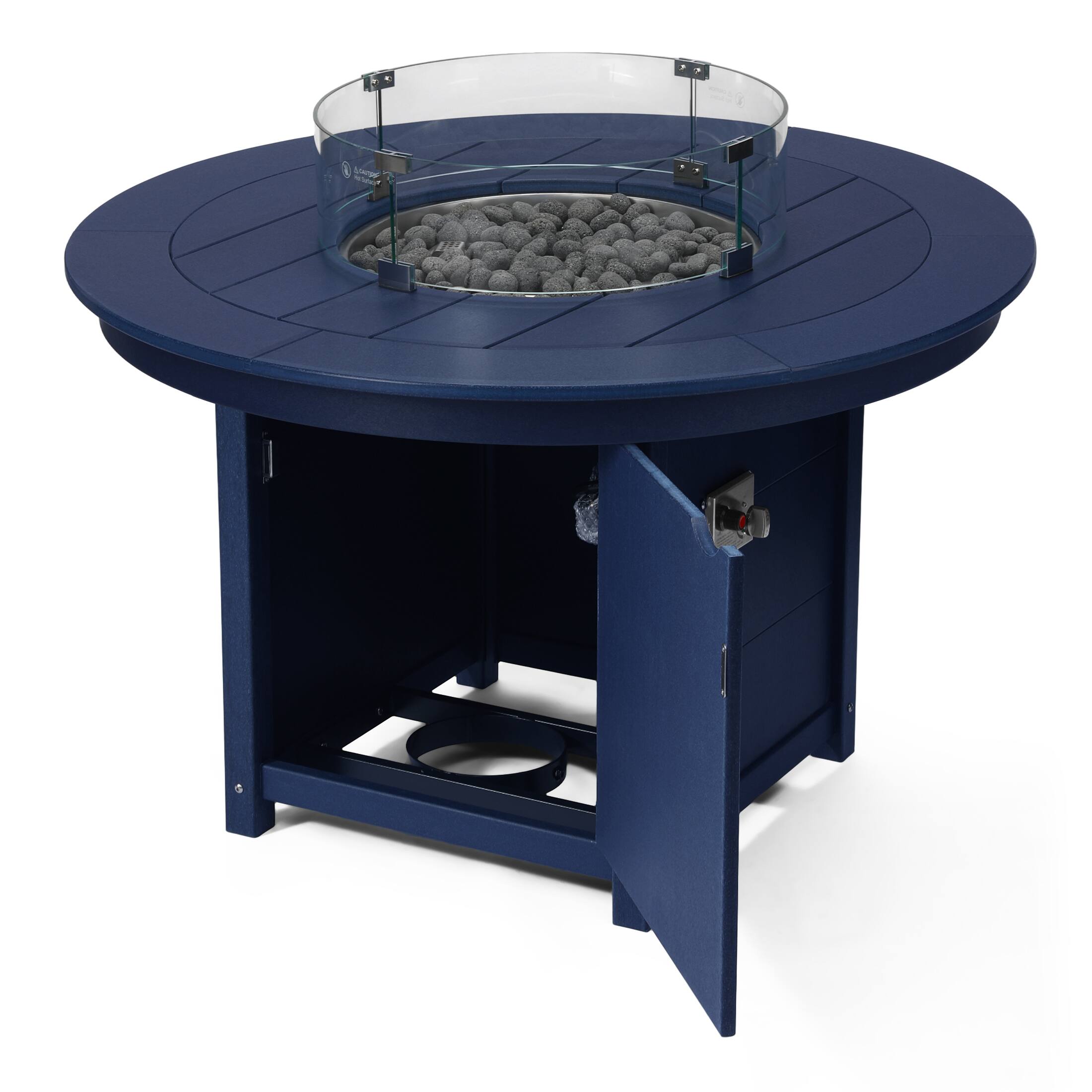 Left. WestinTrends - WestinTrends Helios 47" Modern Outdoor Patio Propane Gas Round Fire Pit Table - Navy Blue.