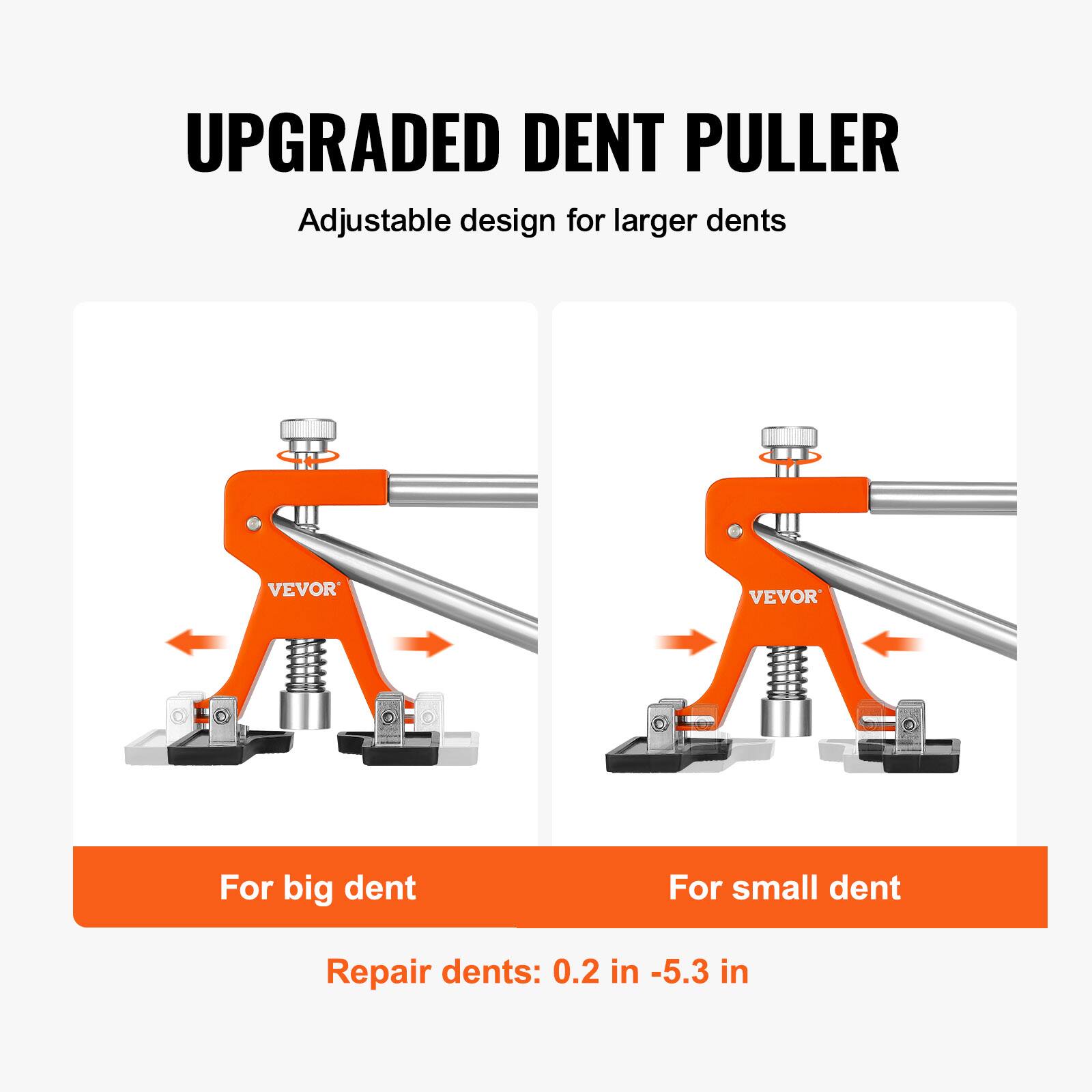 UPGRADED DENT PULLER  
Adjustable design for larger dents  

For big dent  
For small dent  

Repair dents: 0.2 in - 5.3 in