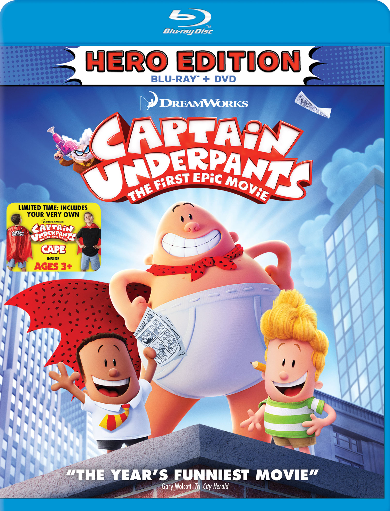Best Buy: Captain Underpants: The First Epic Movie [Child's Cape Included]  [Blu-ray/DVD] [2017]