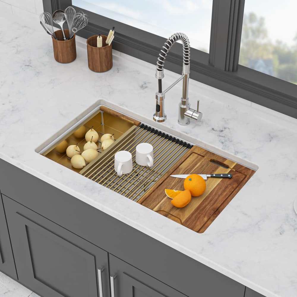 Photos - Bathroom Sink QUARTZ JUJABU -  Kitchen Sink - 30" x 19" x 9.65" Undermount Single Bowl - White 