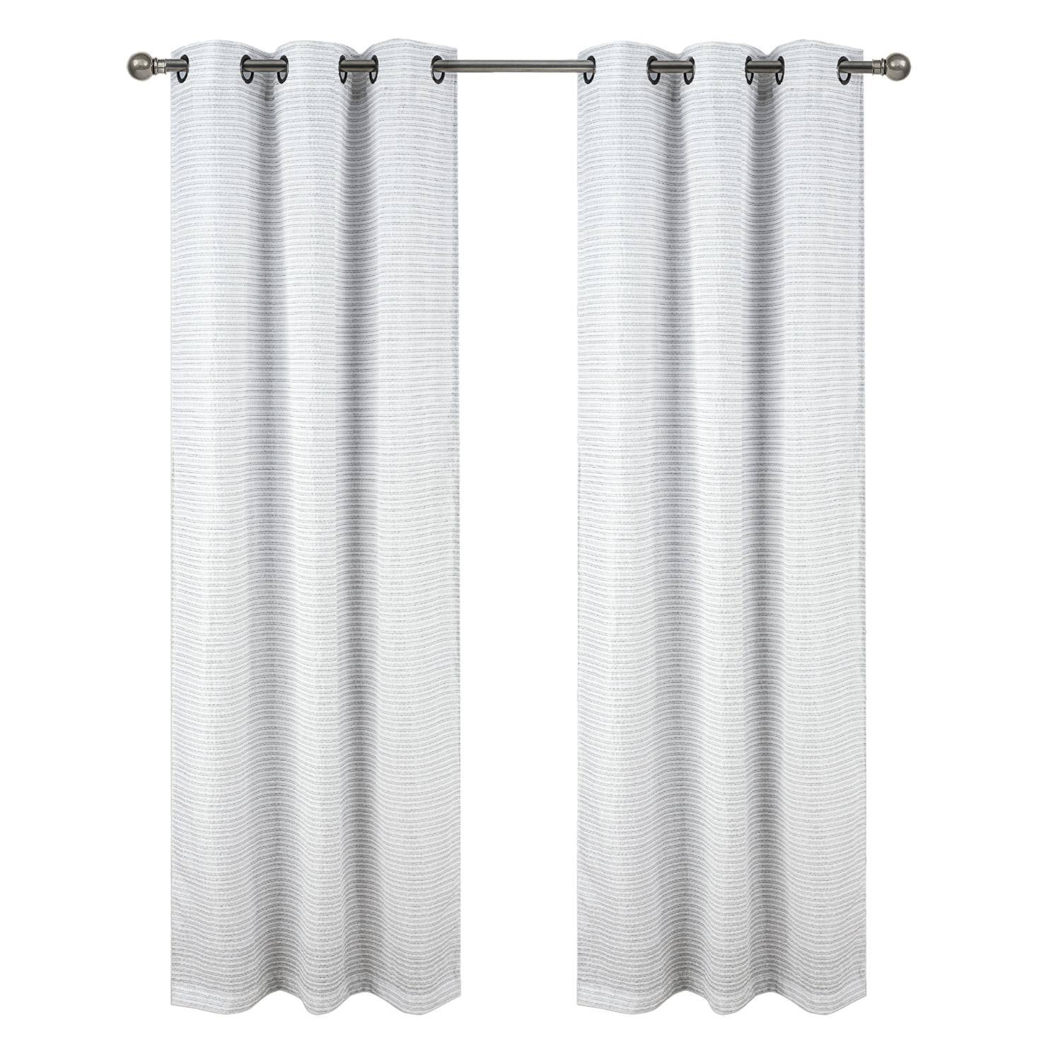 Front. RT Designers Collection - RT Designer Collection Barnet Jacquard Luxurious Decorative Grommet Curtain Panel 54" x 84" Charcoal - Charcoal.