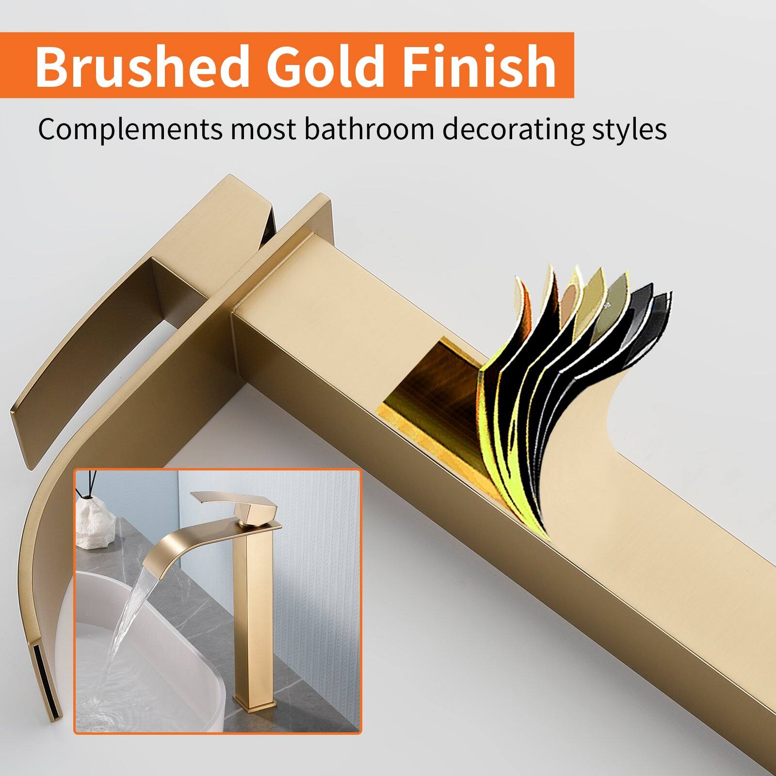 Brushed Gold Finish  
Complements most bathroom decorating styles