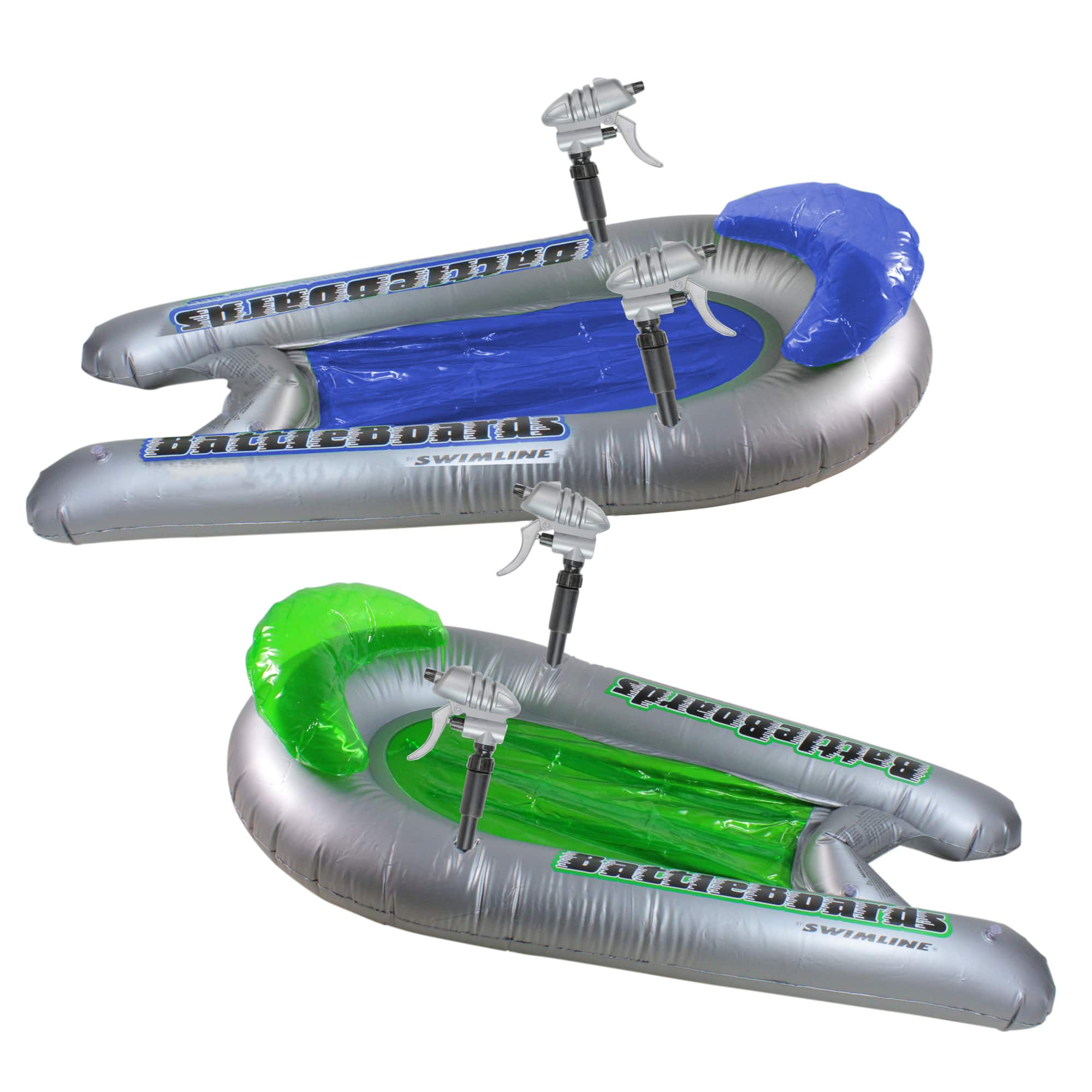 Swim Central - Set of 2 and Blue Water Sport Inflatable Battle Board Swimming Pool Squirters - 53" - Green