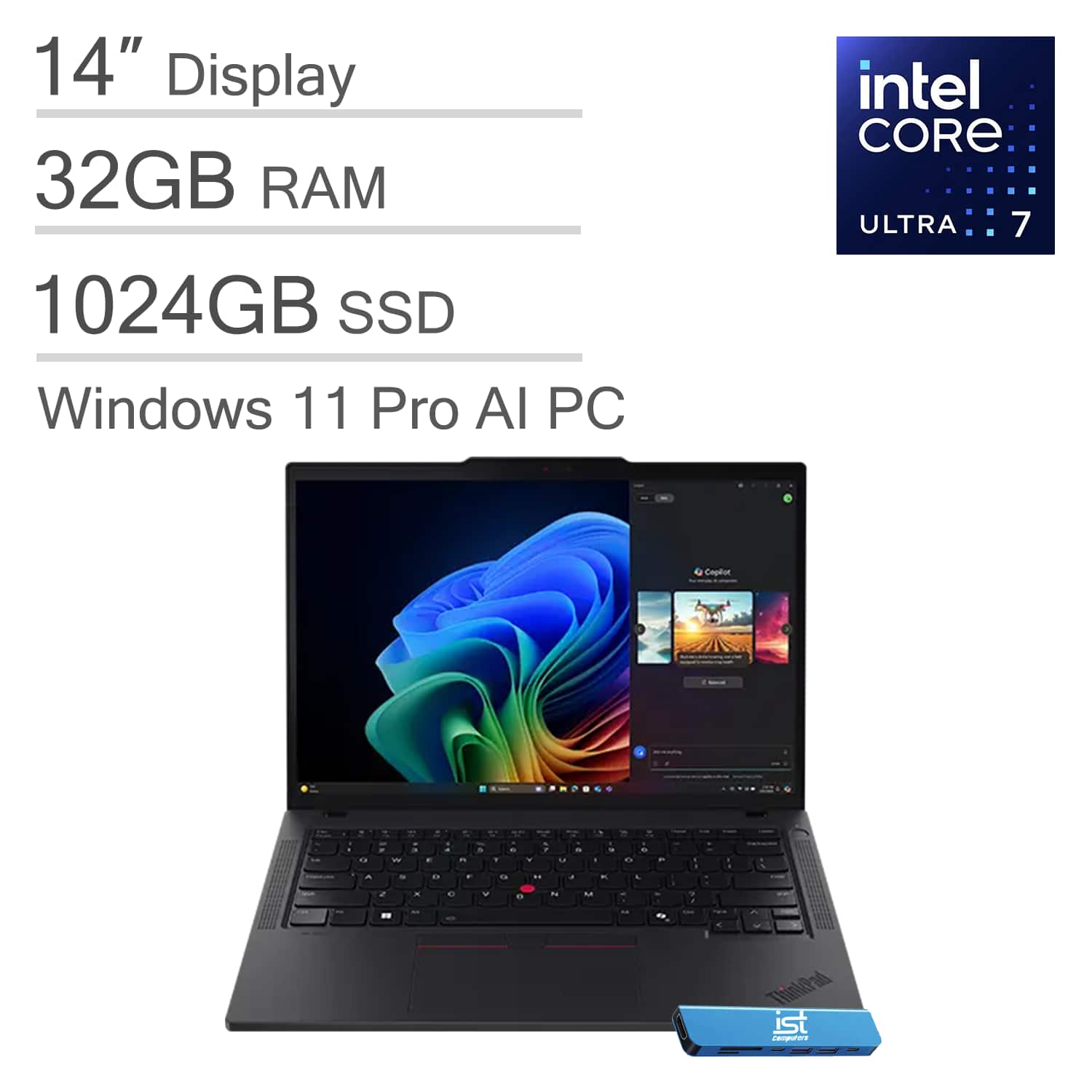 Lenovo - ThinkPad T14 Gen 6 Laptop - 14'' FHD+ - Intel Core Ultra 7 with 32GB Memory - 1TB SSD - Windows 11 Pro