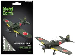 Metal Earth - Model Kit Mitsubishi A6M Zero Fighter Aircraft World War II Imperial Japanese Navy (Moderate Difficulty) Steel Model - Multicolor