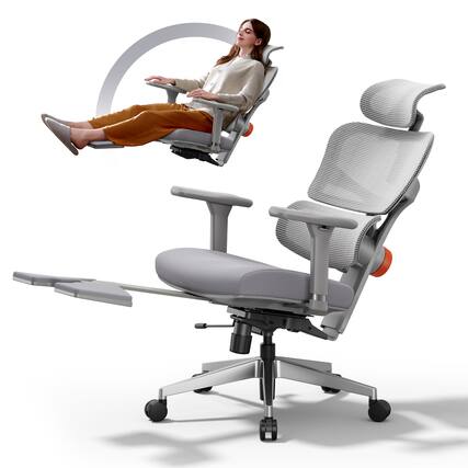 Front. Newtral - NT002 Ergonomic Dual Back Office Chair with Korea Filo Mesh, Fully Adaptive Lumbar Support, 4D Armrests, and Footrest - Gray.