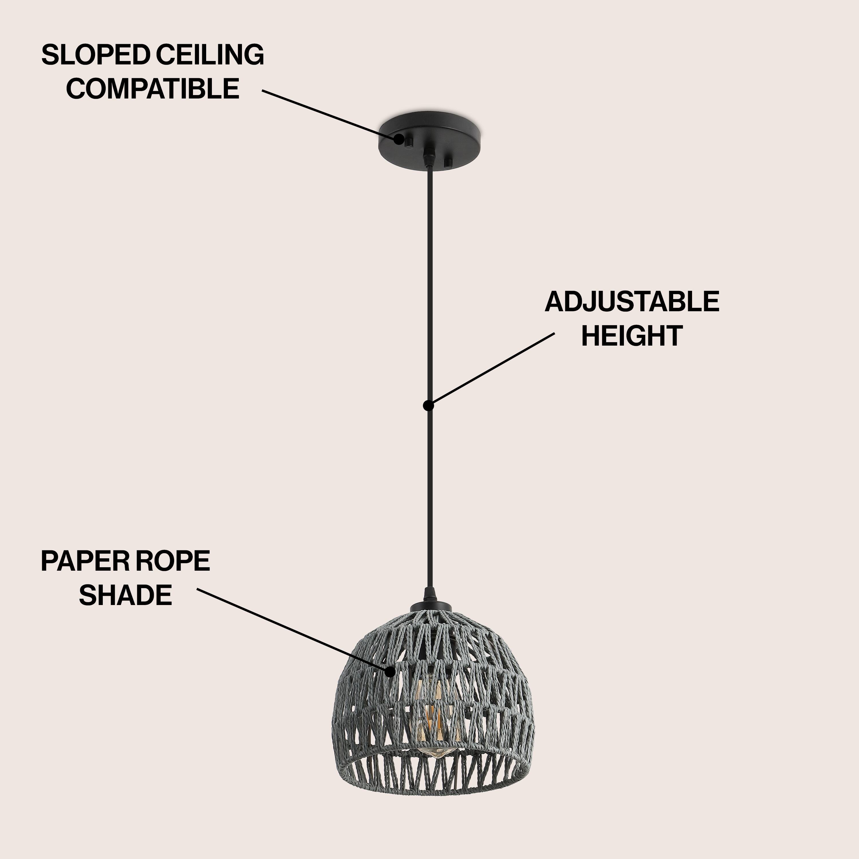 Sloped Ceiling Compatible Adjustable Height Paper Rope Shade
