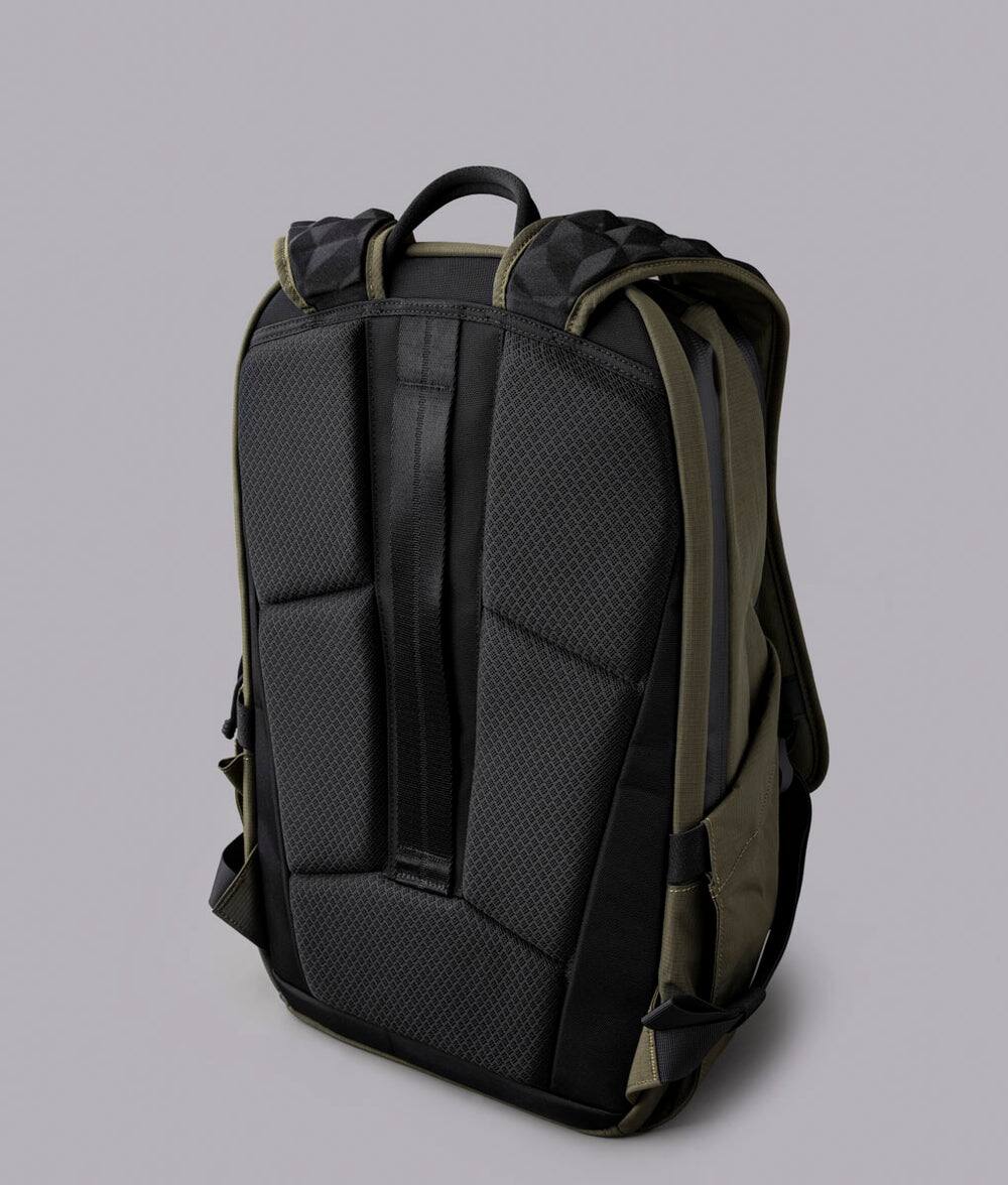 Back. ALPAKA - Elements Backpack Pro Laptop Backpack Fits 16'' Laptop with Dual Bottle Pockets, Travel Backpack for Men - Green Axoflux 400D Ripstop Nylon.