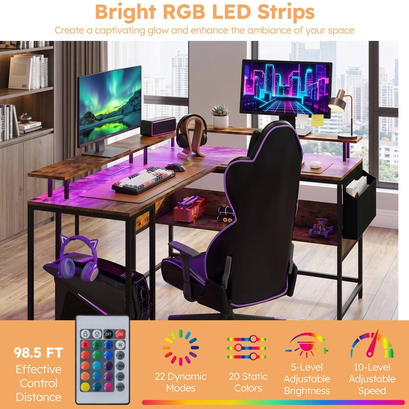 Bright RGB LED Strips  
Create a captivating glow and enhance the ambiance of your space  

OFF ON  
98.5 FT Effective Control Distance  
R 0 3  
22 Dynamic Modes  
5-Level Adjustable Brightness  
10-Level Adjustable Speed  
20 Static Colors