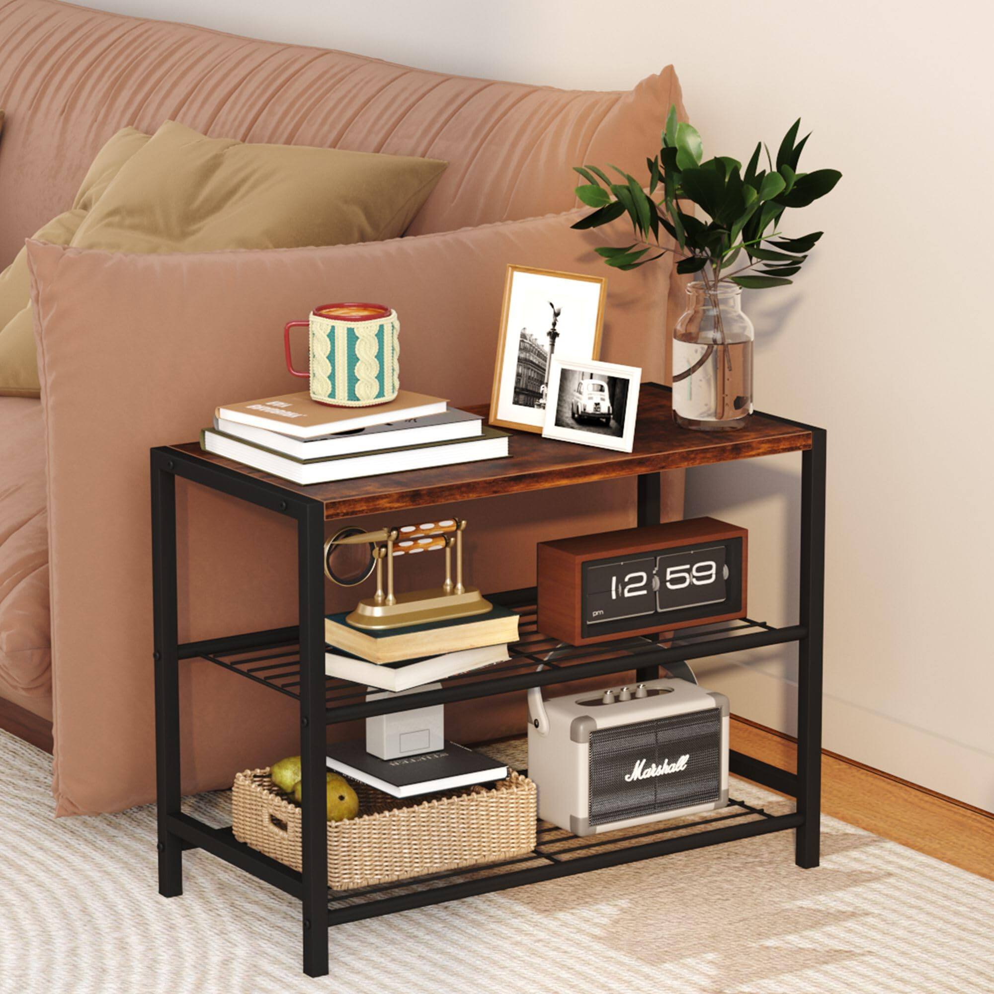 Alt View 1. ThinkLink Electronic - Shoe Rack Organizer Industrial Storage Shelf For Closet Entryway Narrow Sturdy Metal Shelves Rustic - White 5 Tier.