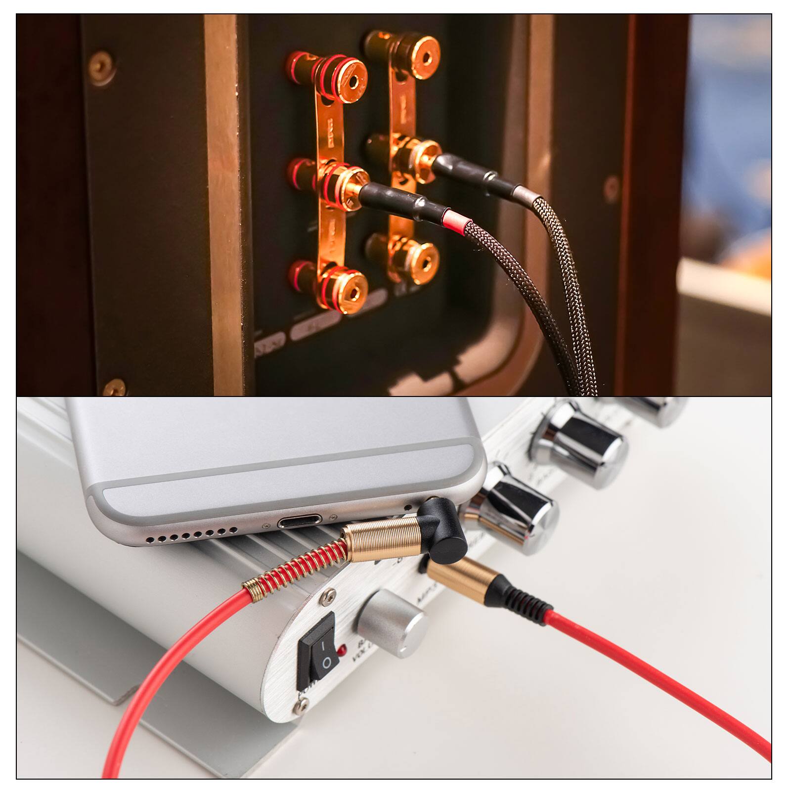 Alt View 4. Unique Bargains - 3.3ft TRRS 3.5mm Male-to-Male Nylon Braided Aux Cable, Anti-Tangle for Phone/Tablet to Speaker/Car Stereo Connection - Black.