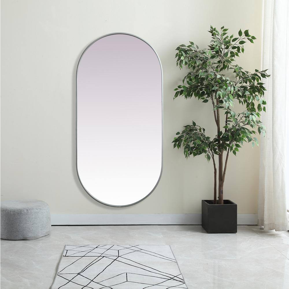 Alt View 9. Elegant Decor - Metal Frame Oval Mirror 30x60 Inch in Silver - Silver.