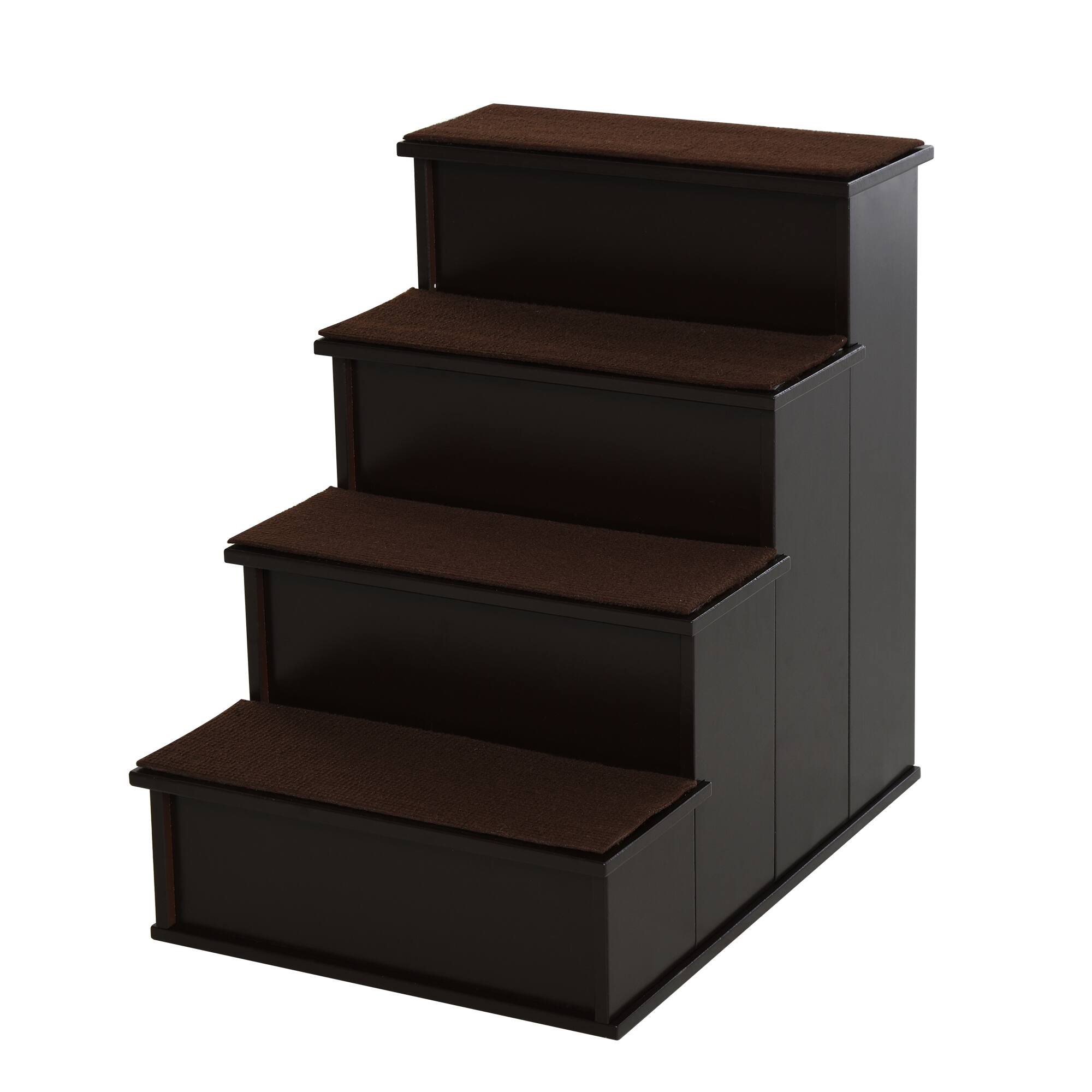 Front. Pawhut - Pet Stairs, Small Pet Steps with Cushioned Removable Covering for Dogs and Cats Up To 22 lbs. - Coffee.