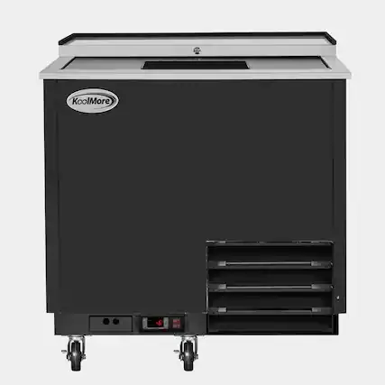 Front. Koolmore - 36 in. Commercial Glass Froster in Black Steel, ETL Listed, 9 cu. ft. (KM-GF36-BK) - Black painted steel.