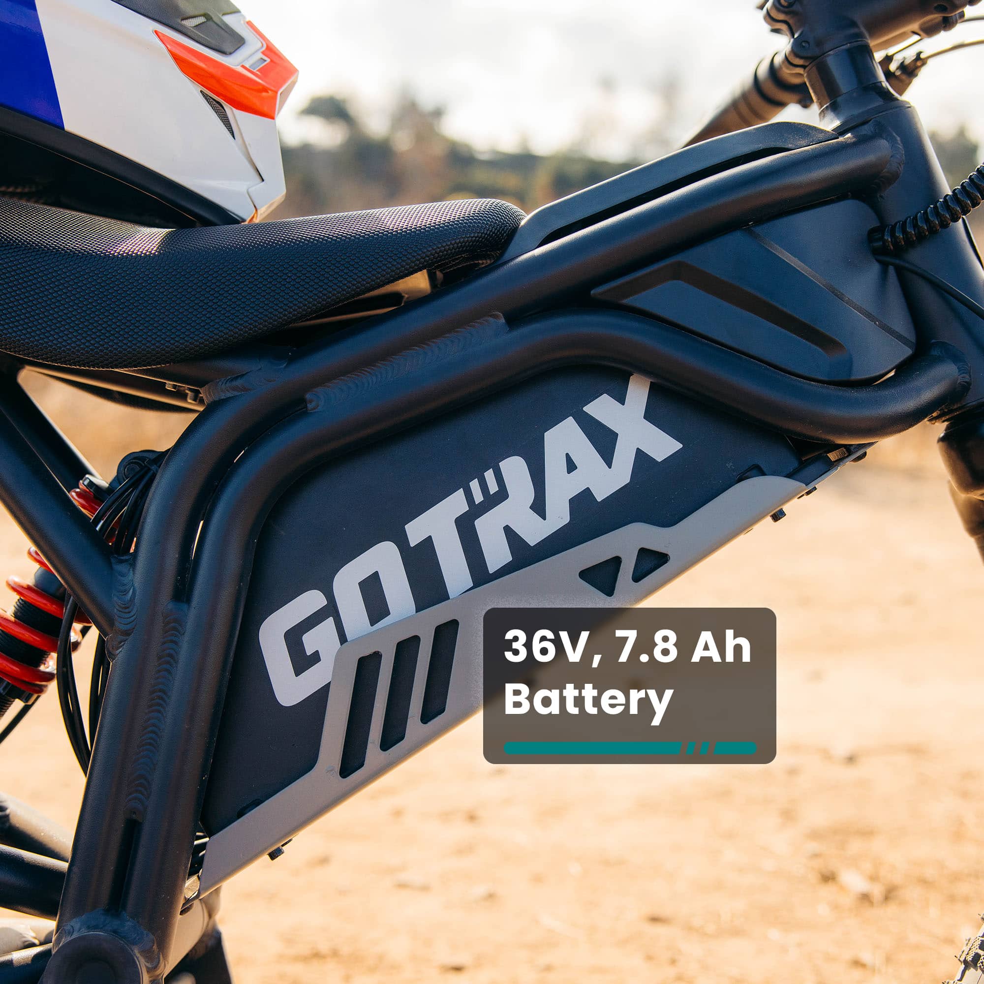 The text on the image reads "GOTRAX 36V, Battery 7.8 Ah."