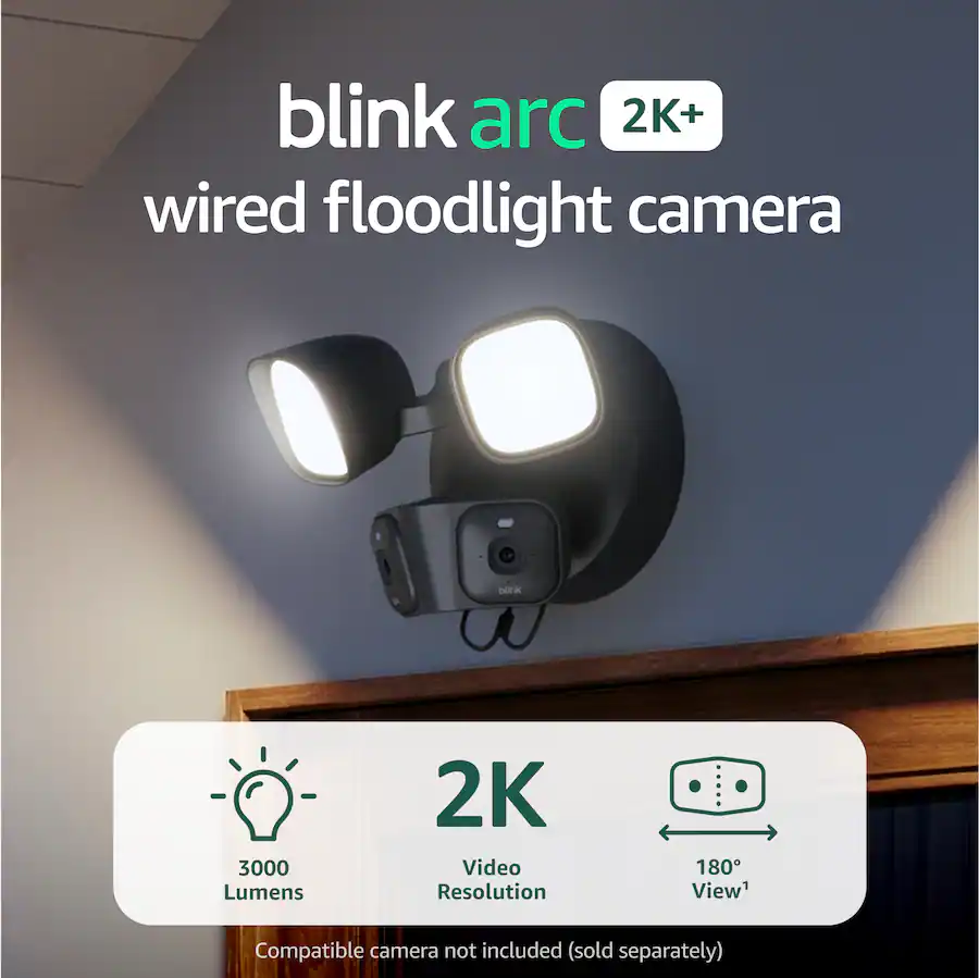 Arced Camera Blink Arc 2K+ Wired Floodlight Camera (newest model) Hard Wired smart ...