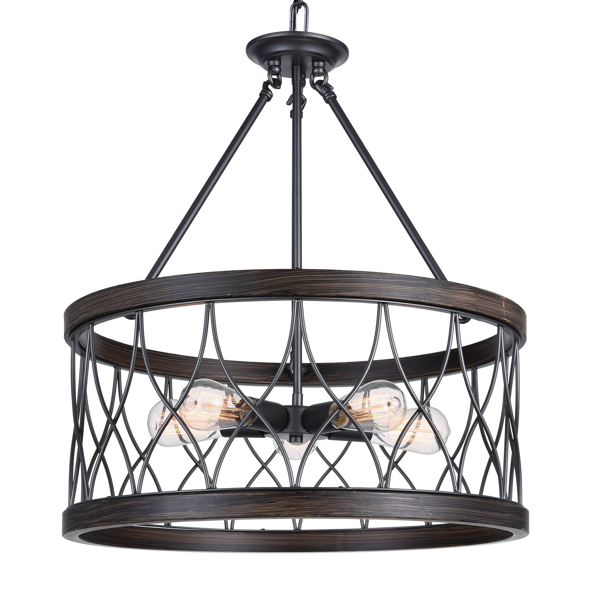 Angle. CWI Lighting - Amazon 5 Light Drum Shade Chandelier With Gun Metal Finish - Gun Metal.