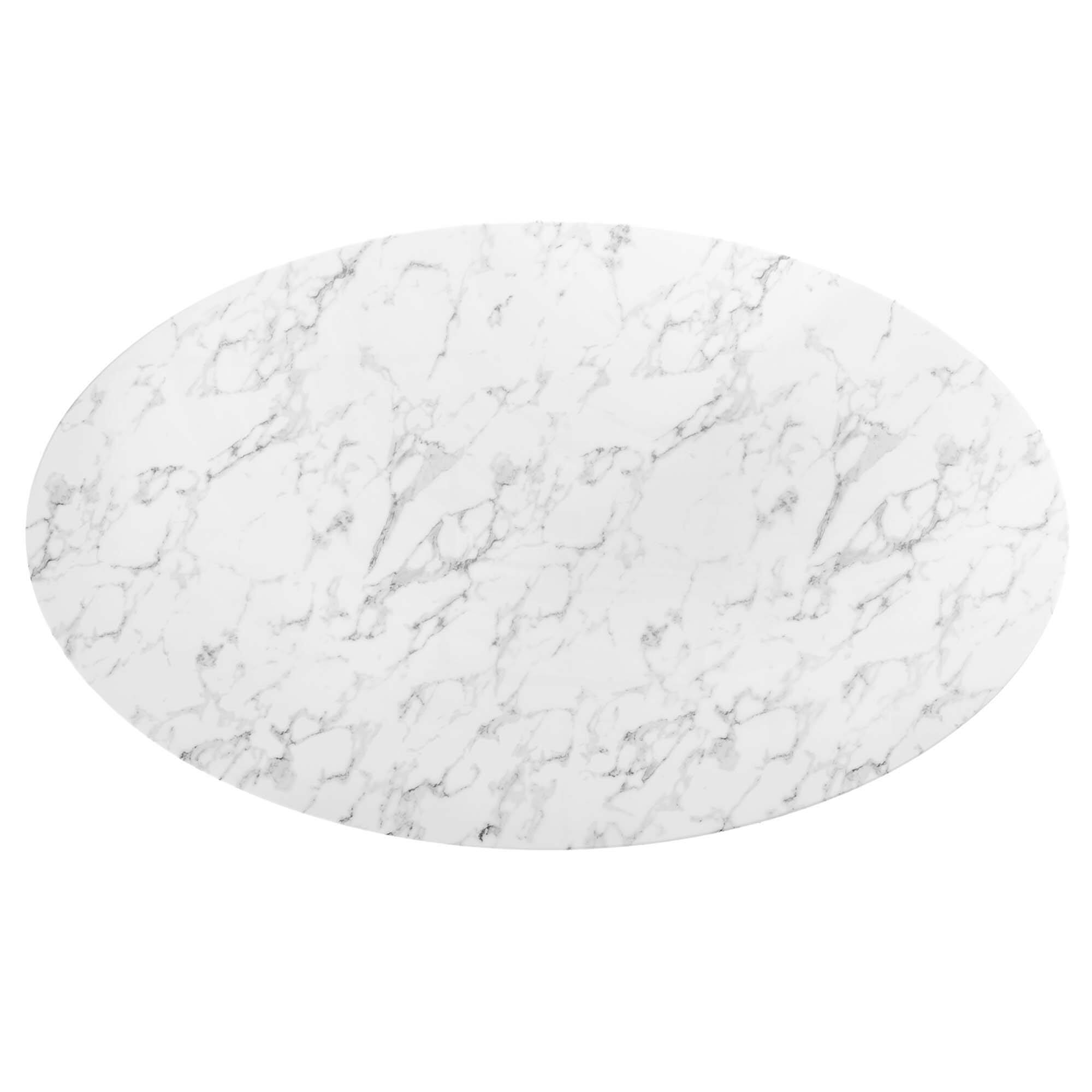 Back. Modway - Lippa 78" Oval Faux Marble Dining Table by Modway - Black White.