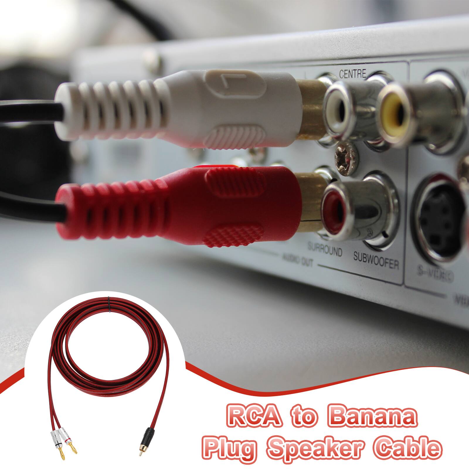 RCA to Banana Plug Speaker Cable