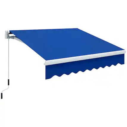 Front. Outsunny - 8' x 7' Patio Retractable Awning, Manual Exterior Sun Shade Deck Window Cover - Blue.