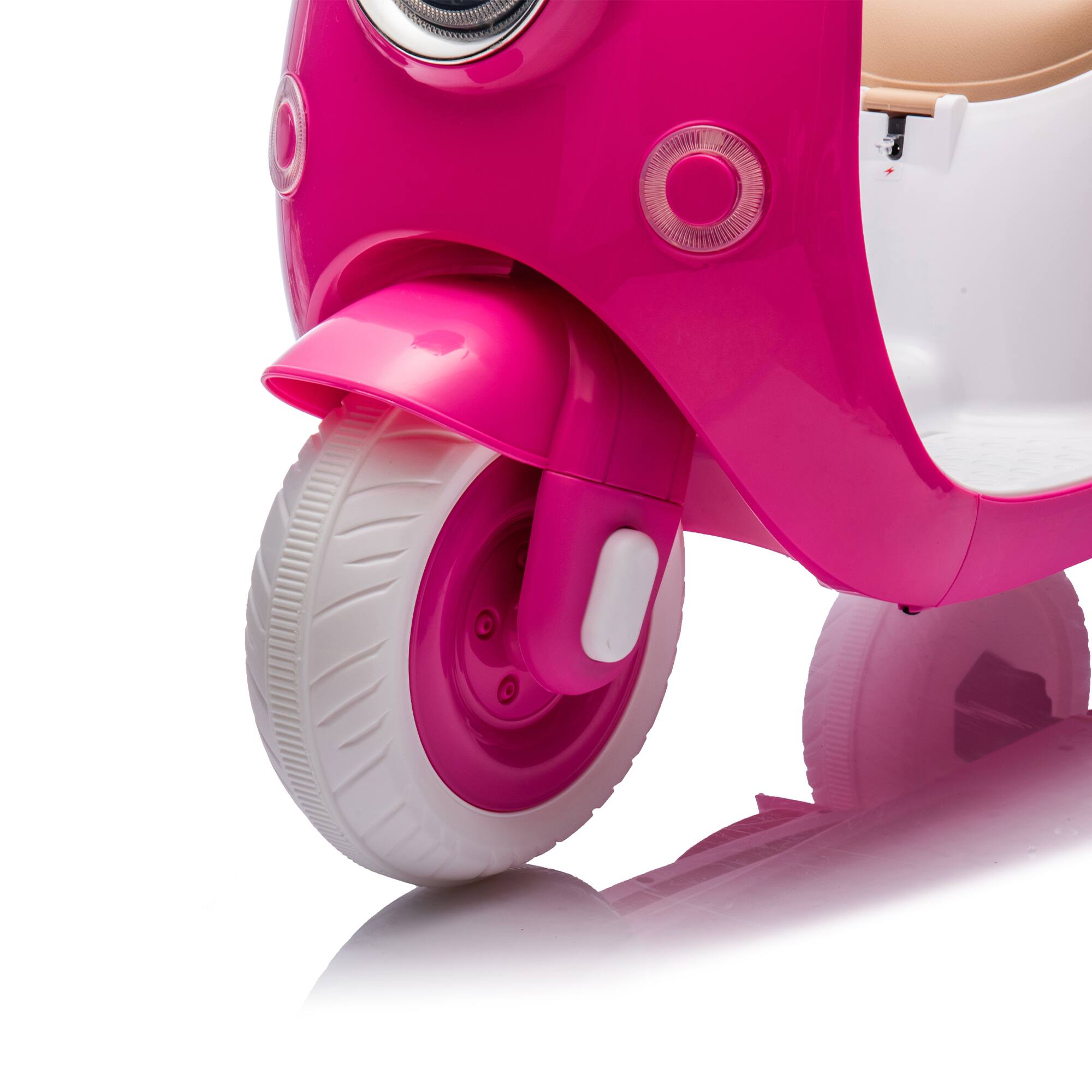 Left. Aukfa - 12V Two Motors Kids Ride On Motorcycle - Two-Seater with Bluetooth, LED Headlight, Storage Trunk for Ages 3-6.